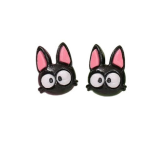 Кліпси сережки дитячі для вух без пробивання вуха Liresmina Jewelry сережки у вигляді Котик Ночик чорний - Інтернет-магазин спільних покупок ToGether