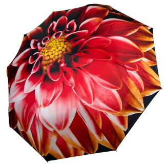 Жіноча парасоля напівавтомат з принтом квітки від Toprain на 9 спиць помаранчева ручка 0703-1 - Інтернет-магазин спільних покупок ToGether