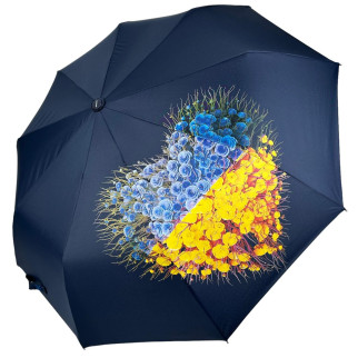 Жіноча напівавтоматична парасоля на 9 спиць антивітер від Toprain з патріотичною символікою темно-синій 05370-1 - Інтернет-магазин спільних покупок ToGether