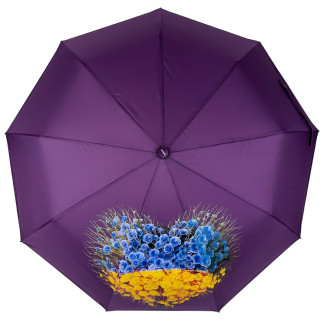 Жіноча напівавтоматична парасоля на 9 спиць антивітер від Toprain з патріотичною символікою фіолетовий 05370-3 - Інтернет-магазин спільних покупок ToGether