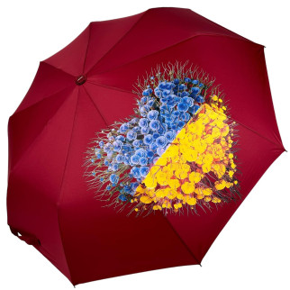 Жіноча напівавтоматична парасоля на 9 спиць антивітер від Toprain з патріотичною символікою бордовий 05370-4 - Інтернет-магазин спільних покупок ToGether