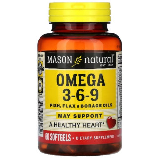 Омега 3-6-9 Mason Natural Omega 3-6-9 1200 mg Fish, Flax & Borage Oils 60 Caps - Інтернет-магазин спільних покупок ToGether