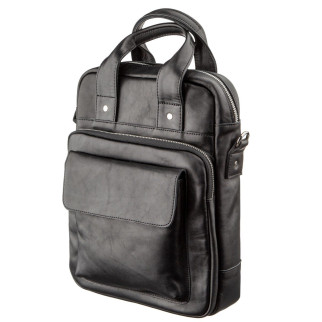 Чоловіча сумка SHVIGEL під А4 вертикального формату у гладкій шкірі 11165 Чорний (11165) - Інтернет-магазин спільних покупок ToGether