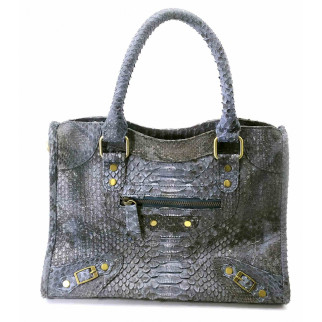 Жіноча сумка Piton Bags зі шкіри пітона 30х21х10 см Сіра (DN32640A) - Інтернет-магазин спільних покупок ToGether