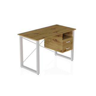 Письмовий стіл із ящиками Ferrum-decor Оскар 750x1400x600 метал Білий ДСП Дуб Артізан 16 мм (OSK0034) - Інтернет-магазин спільних покупок ToGether