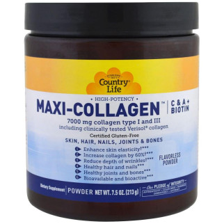 Колаген 1 та 3 Типів + Біотин Maxi Collagen Country Life 7,5 унцій 210 ​​гр - Інтернет-магазин спільних покупок ToGether