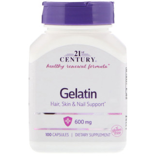 Желатин, 21st Century, Gelatin, 600 мг, 100 капсул - Інтернет-магазин спільних покупок ToGether