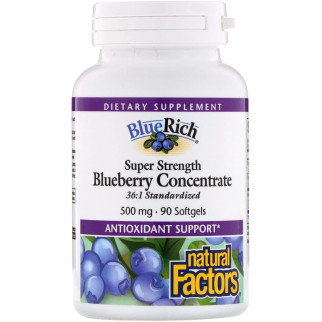 Концентрат чорниці Natural Factors 500 мг BlueRich Super Strength 90 капсул (NFS04516) - Інтернет-магазин спільних покупок ToGether