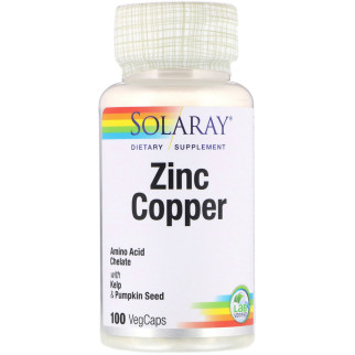 Цинк та Мідь Zinc Copper Solaray 100 вегетаріанських капсул - Інтернет-магазин спільних покупок ToGether
