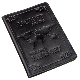 Шкіряна обкладинка на паспорт з карткою та рамкою SHVIGEL 13982 Чорна - Інтернет-магазин спільних покупок ToGether