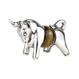 Оберег Рік Бика Тигрове око Метал із посрібленням 2,5 см Сріблястий Коричневий (25572) - Інтернет-магазин спільних покупок ToGether