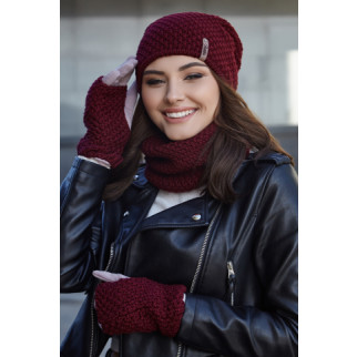 Жіночий комплект з рукавичками та бафом (4731-37) Braxton бордовий 56-59 - Інтернет-магазин спільних покупок ToGether