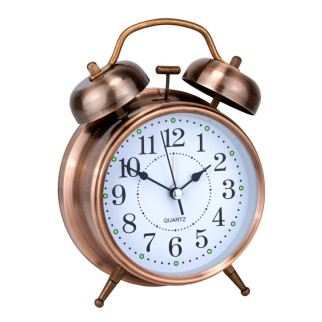 Годинник настільний Clock з будильником Моен Класік Тихий хід 16х11,5х5,5 см Мідний (16282) - Інтернет-магазин спільних покупок ToGether