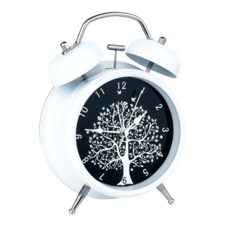 Годинник настільний Clock з будильником Моен Дерево Тихий хід 16х11,7х5,5 см Білий Чорний (16273) - Інтернет-магазин спільних покупок ToGether