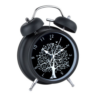 Годинник настільний Clock з будильником Моен Дерево Тихий хід 16х11,7х5,5 см Чорний Білий (16272) - Інтернет-магазин спільних покупок ToGether