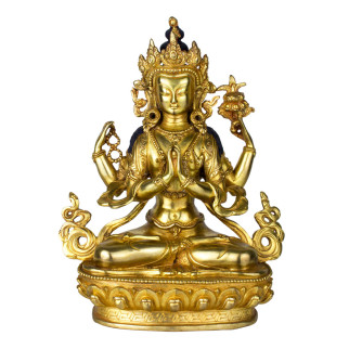 Статуя Традиційна Ченрезіг (Авалокітешвара) Бронза 22х17х9,7 см Золотий (09019) - Інтернет-магазин спільних покупок ToGether