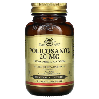 Полікозанол, 20 мг, Policosanol, Solgar, 100 вегетаріанських капсул - Інтернет-магазин спільних покупок ToGether