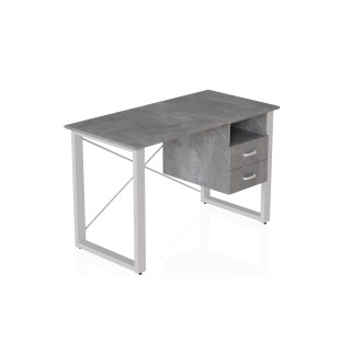 Письмовий стіл із ящиками Ferrum-decor Оскар 750x1200x600 метал Білий ДСП Бетон 16 мм (OSK0014) - Інтернет-магазин спільних покупок ToGether