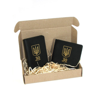 Подарунковий набір затискач для грошей та документниця DNK Leather Україна 30 років Чорний - Інтернет-магазин спільних покупок ToGether