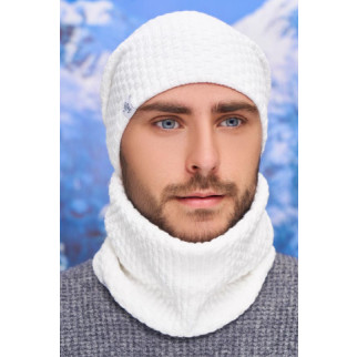 Теплий чоловічий комплект з шапкою та бафом (5141-7) Braxton білий 56-59 - Інтернет-магазин спільних покупок ToGether