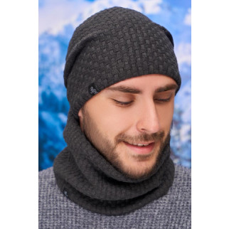 Теплий чоловічий комплект з шапкою та бафом (5141-7) Braxton графіт 56-59 - Інтернет-магазин спільних покупок ToGether