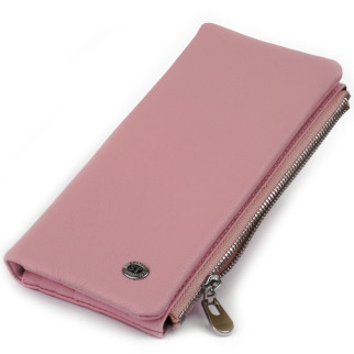 Вертикальний гаманець на кнопці ST Leather 19201 Рожевий 18,5х9х1,5 см - Інтернет-магазин спільних покупок ToGether