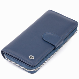 Вертикальний місткий гаманець зі шкіри ST Leather 19301 Синій 19х9, 5х2, 5 см - Інтернет-магазин спільних покупок ToGether