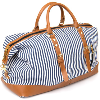 Дорожня сумка жіноча текстильна в смужку Vintage 20667 Біла - Інтернет-магазин спільних покупок ToGether