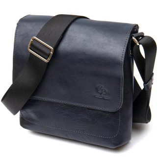 Практична шкіряна чоловіча сумка-месенджер GRANDE PELLE 11433 Темно-синій - Інтернет-магазин спільних покупок ToGether