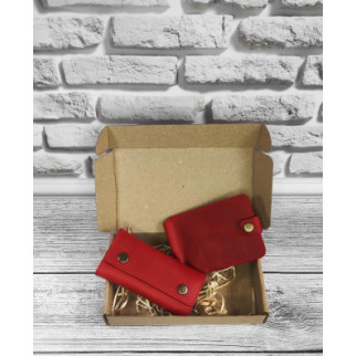 Подарунковий набір DNK Leather №5 затискач + ключниця 18х10х3,5 см Червоний - Інтернет-магазин спільних покупок ToGether