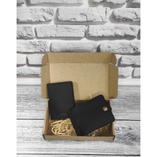 Подарунковий набір DNK Leather №6 затискач + обкладинка на права ID паспорт Чорний 18х10х3,5 см - Інтернет-магазин спільних покупок ToGether