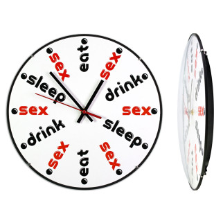 Настінний годинник ДомАрт Еat drink sleep sex Тихий хід 30х30х5 см Білий (19049) - Інтернет-магазин спільних покупок ToGether