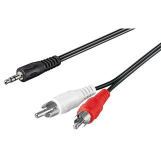 Кабель аудіо-адаптер Goobay Jack 3.5mm 3pin-RCAx2 M/M  0.5m плаский AWG29 Nickel чорний (75.03.3744) - Інтернет-магазин спільних покупок ToGether