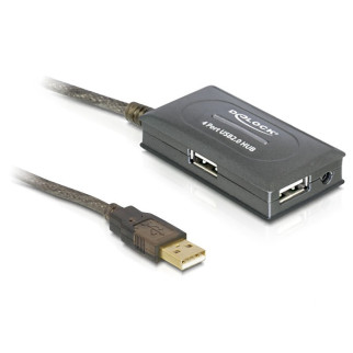 Подовжувач пристроїв активн Delock USB2.0 A M/F (Active) 10.0m 4xPort HUB вбудований асфальт (70.08.2748) - Інтернет-магазин спільних покупок ToGether