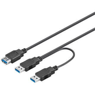 Кабель пристроїв Goobay USB3.0 A 1x2 F/M 0.3m Y-form AWG28 3xShielded Cu чорний (75.09.5749) - Інтернет-магазин спільних покупок ToGether