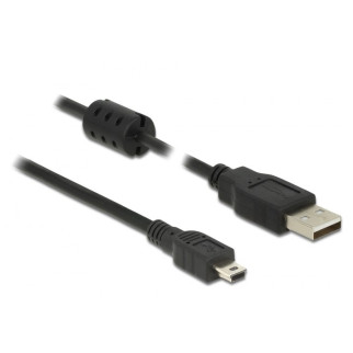 Кабель пристроїв Delock USB2.0 A-mini 5p M/M  5.0m AWG24+28 2xShielded D=4.0mm F Cu чорний (70.08.4916) - Інтернет-магазин спільних покупок ToGether