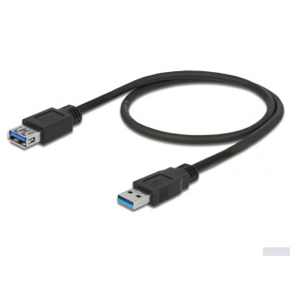 Кабель пристроїв-подовжувач Delock USB3.0 A M/F  0.5m AWG24+28 D=5.5mm 2xShielded Cu чорний (70.08.5053) - Інтернет-магазин спільних покупок ToGether