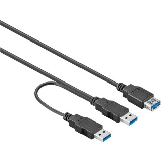 Кабель пристроїв Lucom USB3.0 A 1x2 F/M 0.3m Y-form AWG28 3xShielded Cu чорний (25.02.5042) - Інтернет-магазин спільних покупок ToGether