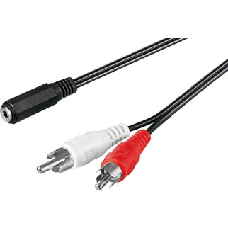 Перехідник аудіо Goobay Jack 3.5mm 3pin-RCAx2 F/M 1.4m плаский AWG29 2x2.6mm чорний (75.03.3752) - Інтернет-магазин спільних покупок ToGether