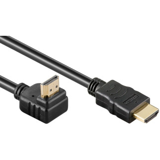 Кабель монітора-сигнальний Goobay HDMI M/M  1.0m HS+HEC+ARC 90°вверх 4K@30Hz Gold чорний (75.03.4281) - Інтернет-магазин спільних покупок ToGether