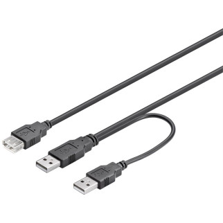 Кабель пристроїв Goobay USB2.0 A 2x1 M/F (DualPower) 0.3m AWG24+28 D=4.0mm Cu чорний (75.09.3353) - Інтернет-магазин спільних покупок ToGether
