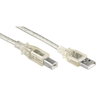 Кабель принтера Goobay USB2.0 A-B M/M  1.0m AWG28 2xShielded D=4.2mm Cu прозорий (75.03.3070) - Інтернет-магазин спільних покупок ToGether