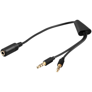 Перехідник аудіо Goobay Jack 3.5mm 4pin-3.5mm 3pinx2 F/M 0.4m L-R-Mic-Gnd OMTP Gold Cu Чорний (75.04.8980) - Інтернет-магазин спільних покупок ToGether