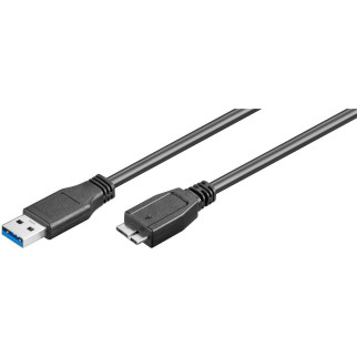 Кабель пристроїв Goobay USB3.0 A-microB M/M  1.8m 2xShielded D=5.0mm Certified Cu чорний (75.04.5026) - Інтернет-магазин спільних покупок ToGether