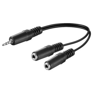 Перехідник аудіо Goobay Jack 3.5mm 3pin-3.5mm 2pinx2 M/F 0.2m Stereo-Mono V-form AUX чорний (75.05.0465) - Інтернет-магазин спільних покупок ToGether