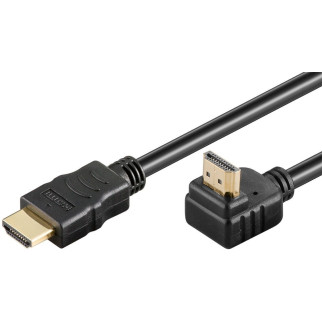 Кабель монітора-сигнальний Goobay HDMI M/M  2.0m HS+HEC+ARC 90°вверх 4K@30Hz Gold чорний (75.03.4295) - Інтернет-магазин спільних покупок ToGether
