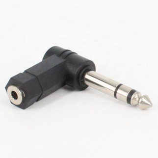 Перехідник аудіо Lucom Jack 3.5mm 3pin-6.3mm F/M адаптер 90° Stereo чорний (62.09.8047) - Інтернет-магазин спільних покупок ToGether