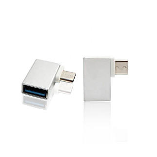 Перехідник обладнання Lucom USB Type-C-3.0A M/F (USB3.0) адаптер OTG 90° вліво срібний (62.09.8137) - Інтернет-магазин спільних покупок ToGether