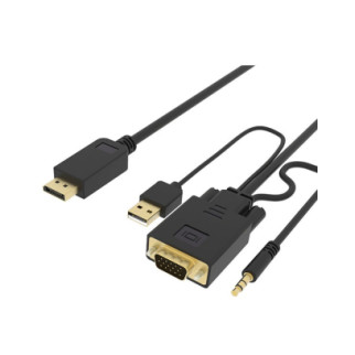 Перехідник моніторний Lucom DisplayPort-VGA HD15 M/M (DP-екран) 1080p 2.0m +Audio USBpower чорний (62.09.8237) - Інтернет-магазин спільних покупок ToGether