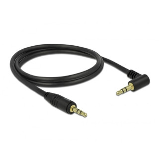 Кабель аудіо-сигнальний Delock Jack 3.5mm 3pin M/M  1.0m AWG24 90° Stereo AUX Gold чорний (70.08.3754) - Інтернет-магазин спільних покупок ToGether